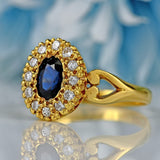 Ellibelle Jewellery Vintage 1989 Sapphire & Diamond 18ct Gold Cluster Engagement Ring