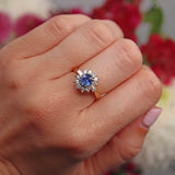 Ellibelle Jewellery Vintage 1989 Sapphire & Diamond 18ct Gold Cluster Ring