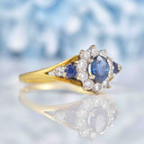 Ellibelle Jewellery Vintage 1989 Sapphire & Diamond 18ct Gold Cluster Ring