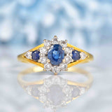 Ellibelle Jewellery Vintage 1989 Sapphire & Diamond 18ct Gold Cluster Ring