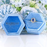 Ellibelle Jewellery Vintage 1989 Sapphire & Diamond 18ct Gold Oval Cluster Ring