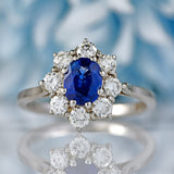 Ellibelle Jewellery Vintage 1989 Sapphire & Diamond 18ct White Gold Cluster Ring (0.93cts)