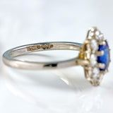 Ellibelle Jewellery Vintage 1989 Sapphire & Diamond 18ct White Gold Cluster Ring (0.93cts)