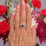 Ellibelle Jewellery Vintage 1989 Sapphire & Diamond 18ct White Gold Cluster Ring (0.93cts)