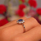 Ellibelle Jewellery Vintage 1989 Sapphire & Diamond 18ct White Gold Cluster Ring (0.93cts)