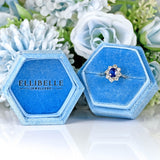 Ellibelle Jewellery Vintage 1989 Sapphire & Diamond 18ct White Gold Cluster Ring (0.93cts)