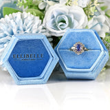 Ellibelle Jewellery Vintage 1990 Ceylon Sapphire & Vari-Diamond 18ct Gold Cluster Ring