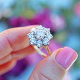 Ellibelle Jewellery Vintage 1990 Diamond 18ct Gold Daisy Cluster Engagement Ring (3.00cts)