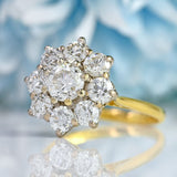 Ellibelle Jewellery Vintage 1990 Diamond 18ct Gold Daisy Cluster Engagement Ring (3.00cts)