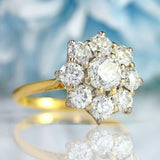 Ellibelle Jewellery Vintage 1990 Diamond 18ct Gold Daisy Cluster Engagement Ring (3.00cts)