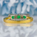 Ellibelle Jewellery Vintage 1990 Emerald & Diamond 18ct Gold Ring