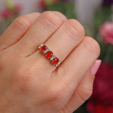 Ellibelle Jewellery Vintage 1990 Fire Opal & Diamond 18ct Gold Band Ring