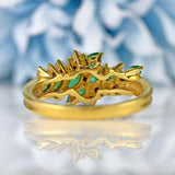 Ellibelle Jewellery Vintage 1990 Marquise-Cut Emerald & Diamond 18ct Gold Ring