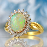 Ellibelle Jewellery Vintage 1990 Opal & Diamond 18ct Gold Cluster Ring