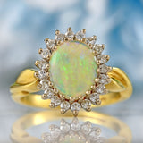 Ellibelle Jewellery Vintage 1990 Opal & Diamond 18ct Gold Cluster Ring