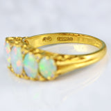 Ellibelle Jewellery Vintage 1990 Opal & Diamond 18ct Gold Five-Stone Ring