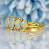 Ellibelle Jewellery Vintage 1990 Opal & Diamond 18ct Gold Five-Stone Ring
