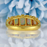 Ellibelle Jewellery Vintage 1990 Opal & Diamond 18ct Gold Five-Stone Ring