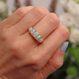 Ellibelle Jewellery Vintage 1990 Opal & Diamond 18ct Gold Five-Stone Ring