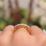 Ellibelle Jewellery Vintage 1990 Opal & Diamond 18ct Gold Five-Stone Ring