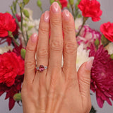Ellibelle Jewellery Vintage 1990 Pink Tourmaline & Diamond 18ct Gold Three-Stone Trilogy Ring