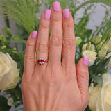 Ellibelle Jewellery Vintage 1990 Ruby & Diamond 18ct Gold Cluster Ring