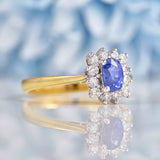 Ellibelle Jewellery Vintage 1990 Sapphire & Diamond 18ct Gold Cluster Ring