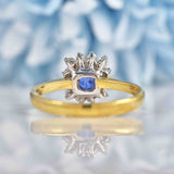 Ellibelle Jewellery Vintage 1990 Sapphire & Diamond 18ct Gold Cluster Ring