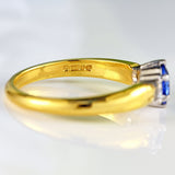 Ellibelle Jewellery Vintage 1990 Sapphire & Diamond 18ct Gold Three-Stone Ring