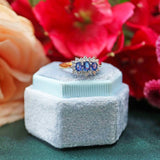 Ellibelle Jewellery Vintage 1990 Sapphire & Diamond 18ct Gold Triple-Cluster Ring