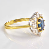 Ellibelle Jewellery Vintage 1990s Sapphire & Diamond 18ct Gold Cluster Engagement Ring