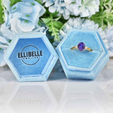 Ellibelle Jewellery Vintage 1991 Amethyst & Diamond 18ct Gold Trilogy Ring