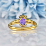 Ellibelle Jewellery Vintage 1991 Amethyst & Diamond 18ct Gold Trilogy Ring