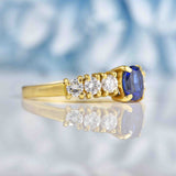 Ellibelle Jewellery Vintage 1991 Blue Sapphire & Diamond 18ct Gold Ring