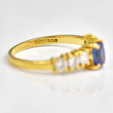 Ellibelle Jewellery Vintage 1991 Blue Sapphire & Diamond 18ct Gold Ring