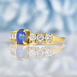 Ellibelle Jewellery Vintage 1991 Blue Sapphire & Diamond 18ct Gold Ring