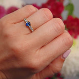 Ellibelle Jewellery Vintage 1991 Blue Sapphire & Diamond 18ct Gold Ring