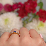 Ellibelle Jewellery Vintage 1991 Blue Sapphire & Diamond 18ct Gold Ring