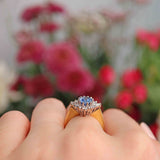Ellibelle Jewellery Vintage 1991 Ceylon Sapphire & Diamond 18ct Gold Cluster Ring
