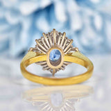 Ellibelle Jewellery Vintage 1991 Ceylon Sapphire & Diamond 18ct Gold Cluster Ring