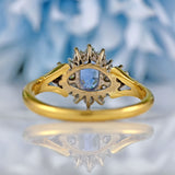 Ellibelle Jewellery Vintage 1991 Ceylon Sapphire & Diamond 18ct Gold Ring