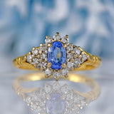 Ellibelle Jewellery Vintage 1991 Ceylon Sapphire & Diamond 18ct Gold Ring