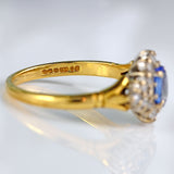 Ellibelle Jewellery Vintage 1991 Ceylon Sapphire & Diamond 18ct Gold Ring