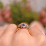 Ellibelle Jewellery Vintage 1991 Ceylon Sapphire & Diamond 18ct Gold Ring