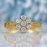 Ellibelle Jewellery Vintage 1991 Diamond 18ct Gold Daisy Cluster Ring
