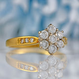 Ellibelle Jewellery Vintage 1991 Diamond 18ct Gold Daisy Cluster Ring