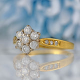 Ellibelle Jewellery Vintage 1991 Diamond 18ct Gold Daisy Cluster Ring