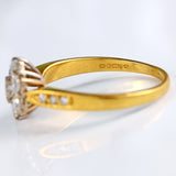 Ellibelle Jewellery Vintage 1991 Diamond 18ct Gold Daisy Cluster Ring