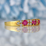 Ellibelle Jewellery Vintage 1991 Ruby & Diamond 18ct Gold Band Ring