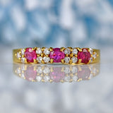 Ellibelle Jewellery Vintage 1991 Ruby & Diamond 18ct Gold Band Ring